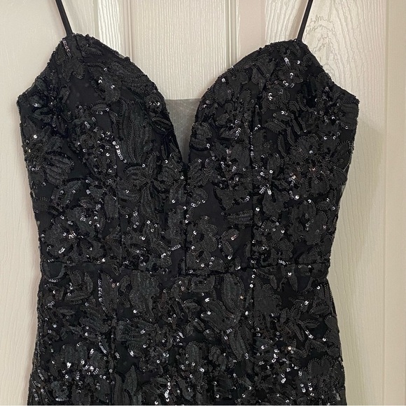 Windsor Livia Sequin Mesh Mermaid Dress Black Junior Size 5/6 - Picture 7 of 15